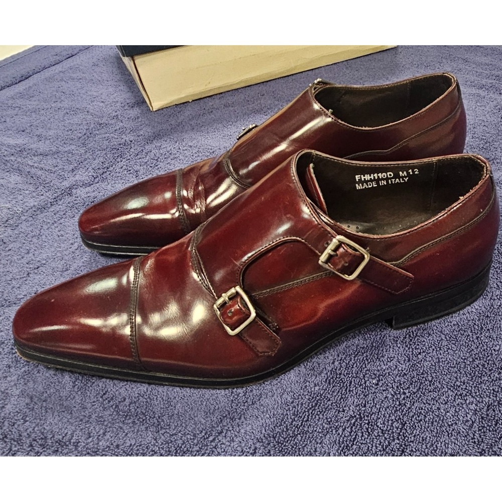 Paul Fredrick Chocolate Brown Double MONK STRAP Men's 12 Shoes Leather Loafers